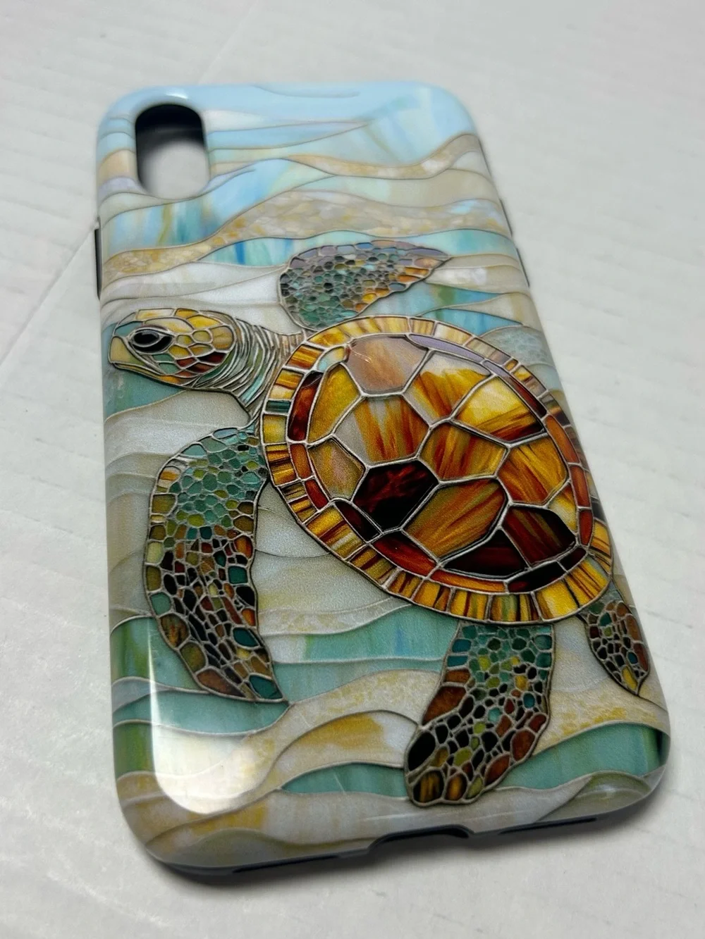 iPhone X/XS Stained Glass Turtle - Stained Glass Window Art Sea Case